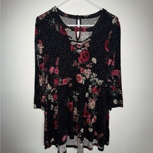 Torrid Black and Pink Floral Blouse